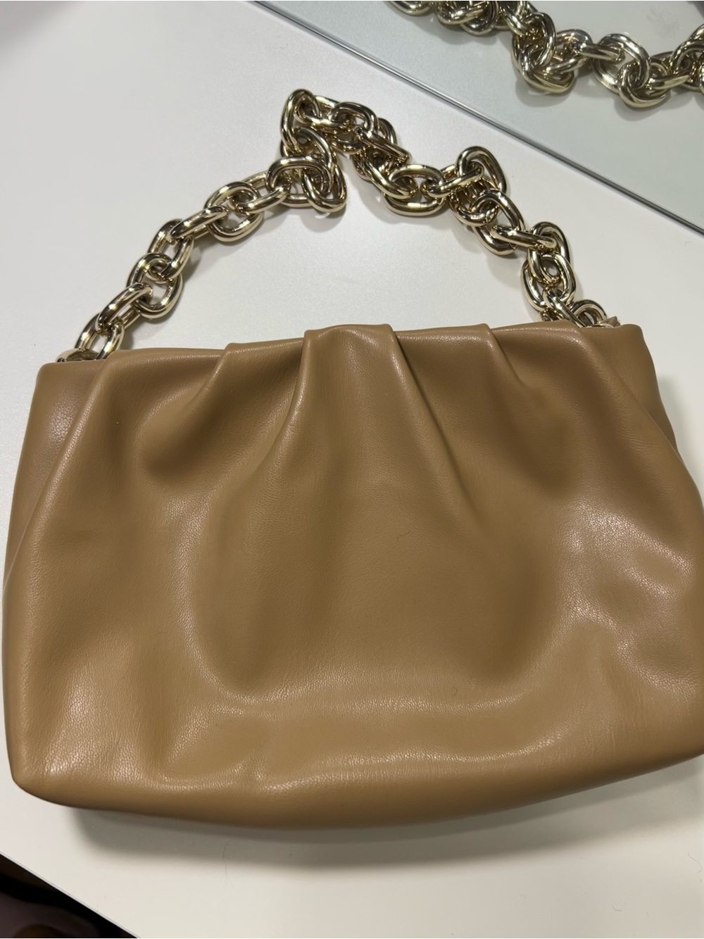 H&M Neutral Beige Chain Handle Shoulder Bag